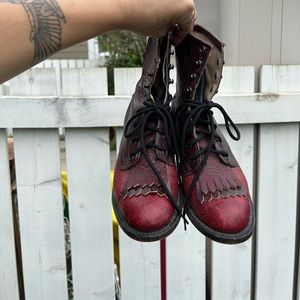 Vintage red leather western boots